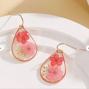 Real Flower Dried Transparent Earrings Z206